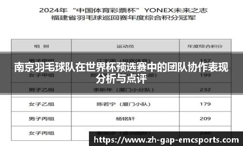 南京羽毛球队在世界杯预选赛中的团队协作表现分析与点评